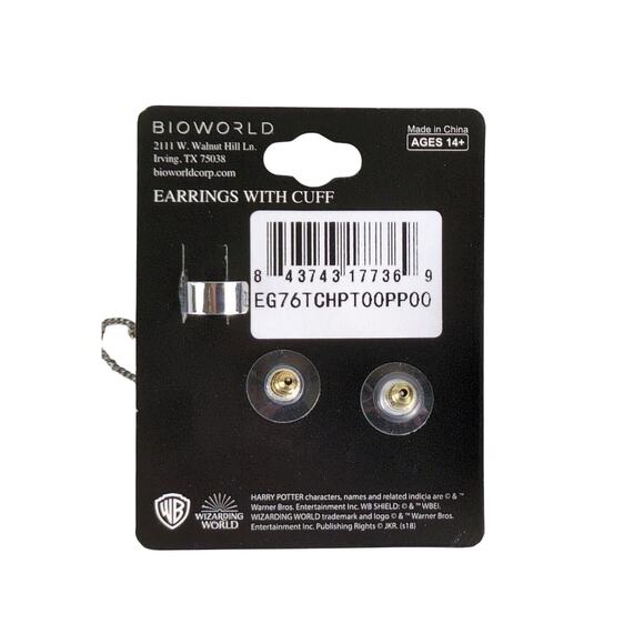 Harry Potter Hedwig Owl & Hogwarts Letter Stud Earrings w/ Ear Cuff Set NEW - Picture 5 of 5